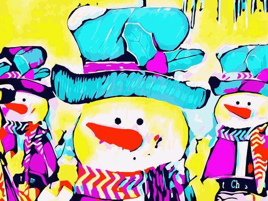 snowman with blue hat and yellow background by Timmy333