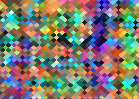 geometric square pixel pattern abstract in orange blue purple pink green yellow by Timmy333