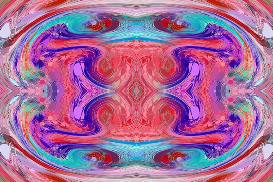 psychedelic geometric symmetry abstract pattern in red pink blue by Timmy333