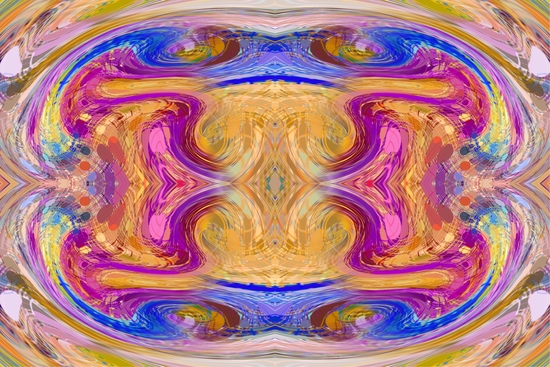 psychedelic geometric symmetry abstract pattern in pink yellow blue by Timmy333