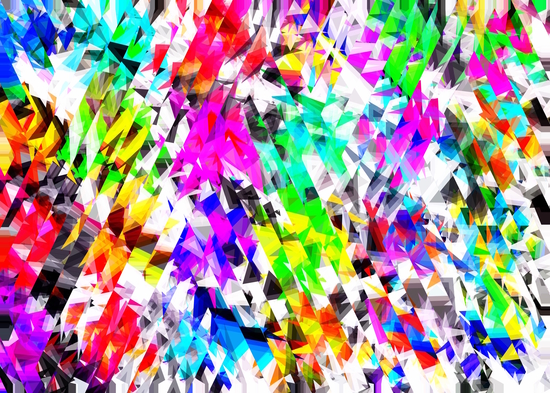 psychedelic geometric triangle polygon pattern abstract background in pink blue purple green yellow by Timmy333