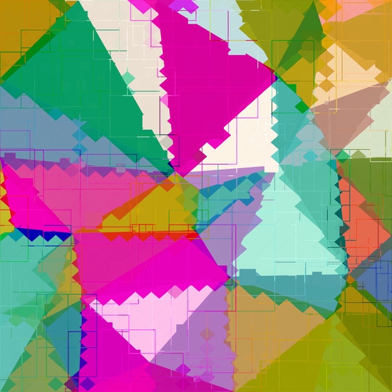 geometric square pixel and triangle pattern abstract in pink green blue by Timmy333