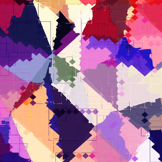 geometric square pixel and triangle pattern abstract in pink purple blue by Timmy333