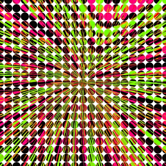 geometric circle abstract pattern in green and pink by Timmy333