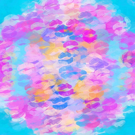 pink blue and purple kisses lipstick abstract background by Timmy333