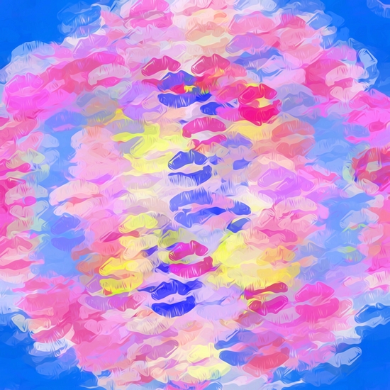 sexy kiss lipstick abstract pattern in pink blue yellow red by Timmy333