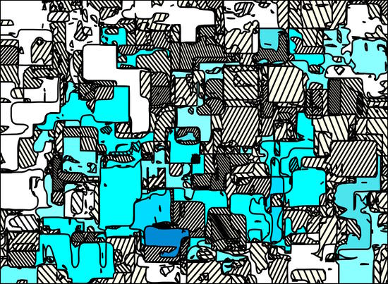 geometric graffiti square pattern abstract in blue white and black by Timmy333