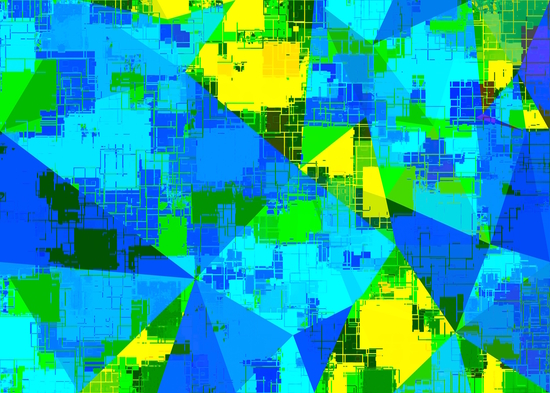 geometric triangle pattern abstract in blue yellow green by Timmy333