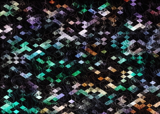 psychedelic geometric pixel abstract pattern in green brown purple black by Timmy333