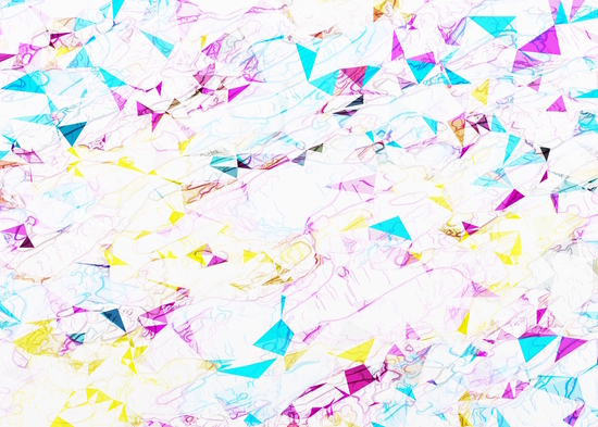 psychedelic geometric triangle polygon pattern abstract background in pink blue yellow by Timmy333