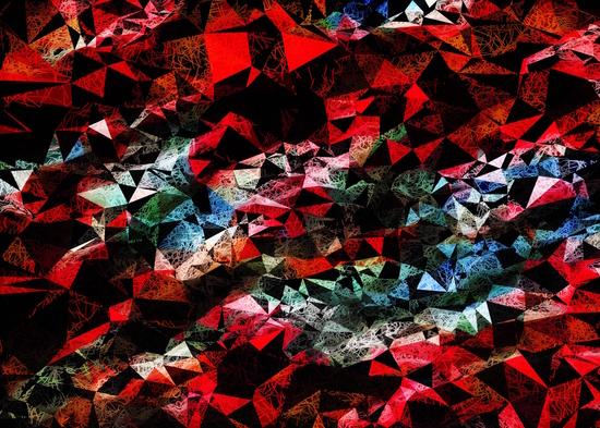 psychedelic geometric polygon triangle pattern abstract in red blue and black by Timmy333