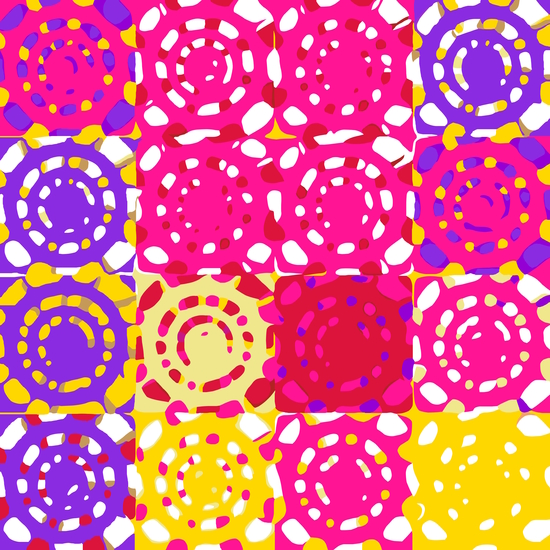 graffiti circle pattern abstract in pink yellow and purple by Timmy333