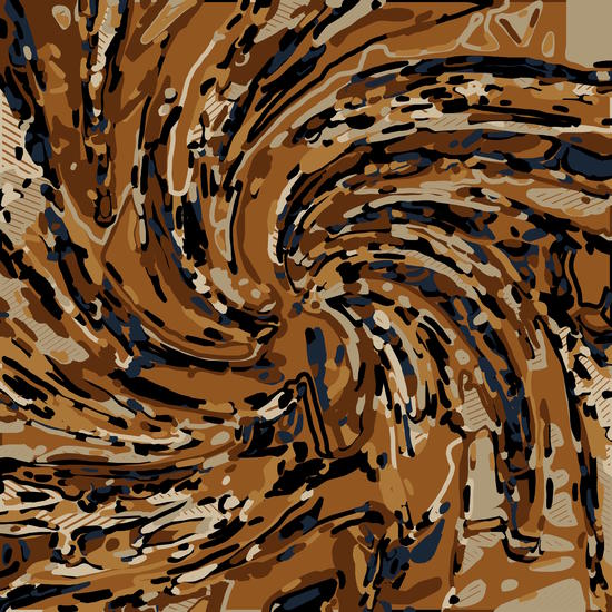 psychedelic graffiti drawing abstract in brown and blue by Timmy333