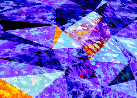 vintage psychedelic geometric triangle polygon pattern abstract in purple blue orange by Timmy333