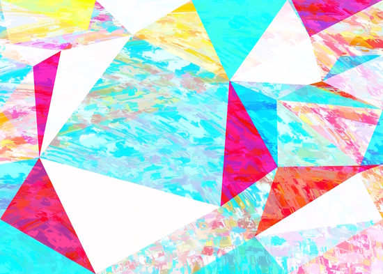 psychedelic geometric triangle polygon pattern abstract in blue pink yellow orange by Timmy333