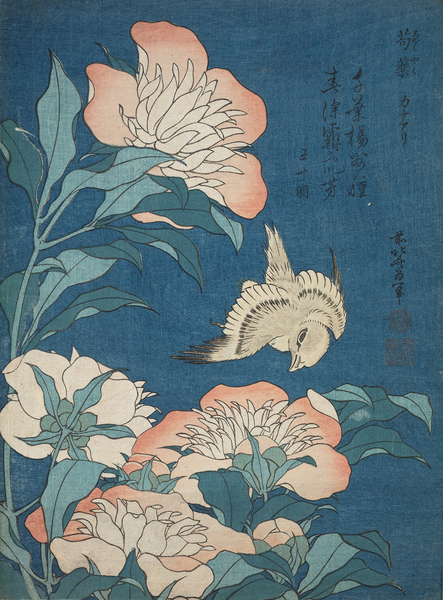 Peonies and Canary by Katsushika Hokusai