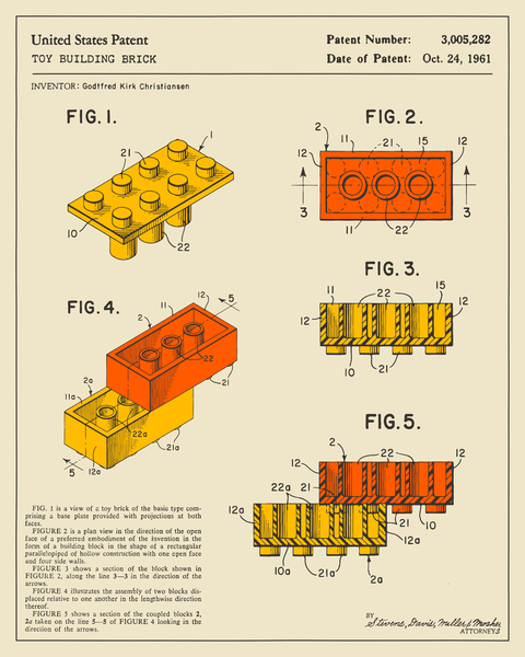 BUILDING BRICKS PATENT by Jazzberry Blue