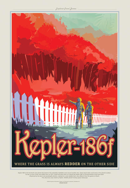 Kepler-186f - Where the Grass is Always Redder on the Other Side - NASA JPL Space Travel Poster by Space Travel