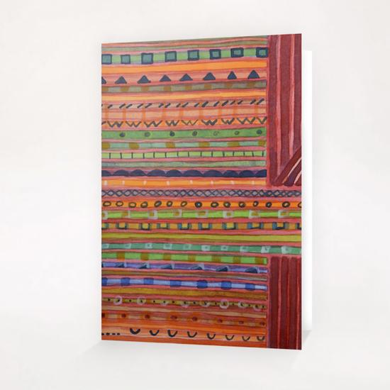  Decorated Stripes Pattern Between Red  Greeting Card & Postcard by Heidi Capitaine