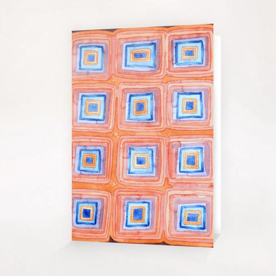 Twelve Red and Blue Melted Together Squares  Greeting Card & Postcard by Heidi Capitaine