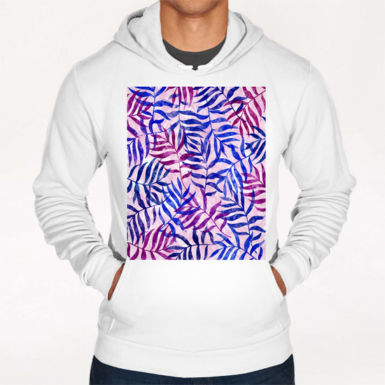 Watercolor Tropical Palm Leaves X 0.1 Hoodie by Amir Faysal