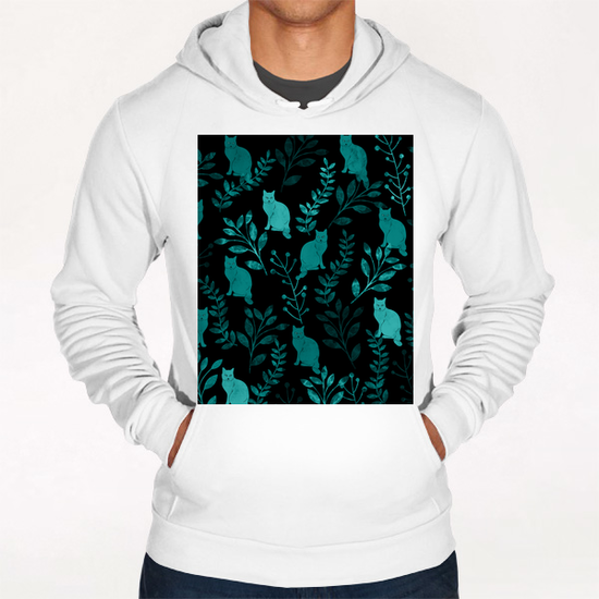 Floral and Cat  Hoodie by Amir Faysal