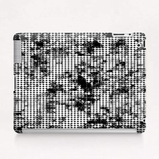 psychedelic circle pattern painting abstract background in black and white Tablet Case by Timmy333