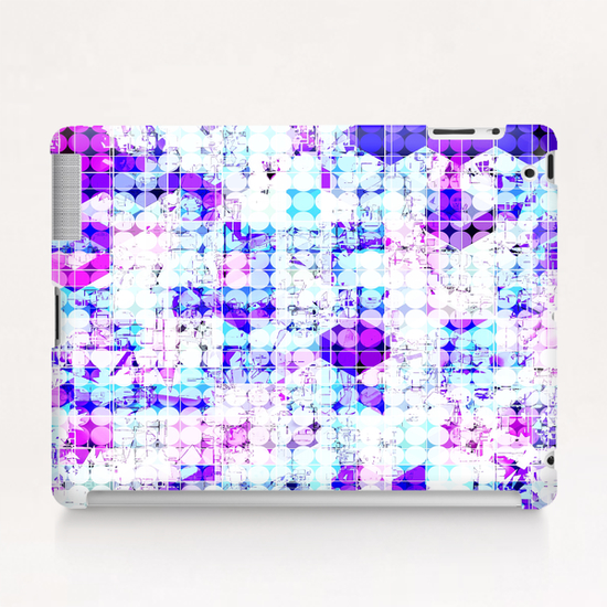 geometric square and circle pattern abstract background in pink blue Tablet Case by Timmy333