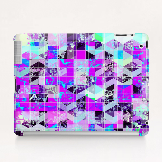 geometric square pattern abstract in purple blue Tablet Case by Timmy333