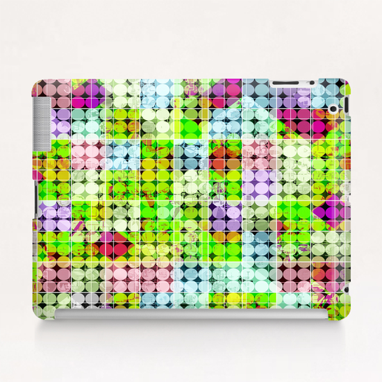 geometric square and circle pattern abstract in green pink Tablet Case by Timmy333