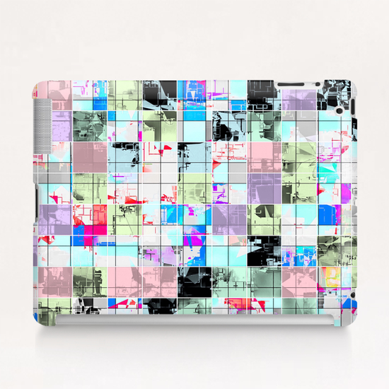 geometric square pattern abstract in blue and pink Tablet Case by Timmy333