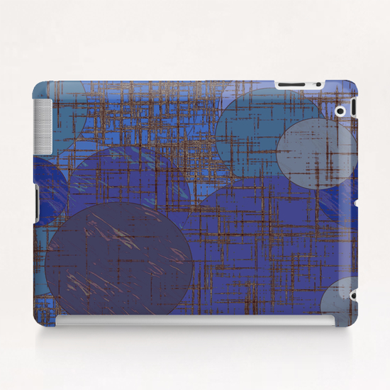 geometric circle and square pattern abstract in blue and purple Tablet Case by Timmy333