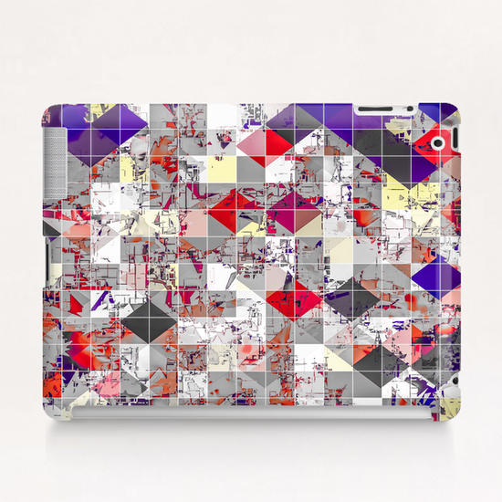 geometric square pixel pattern abstract in purple orange red Tablet Case by Timmy333