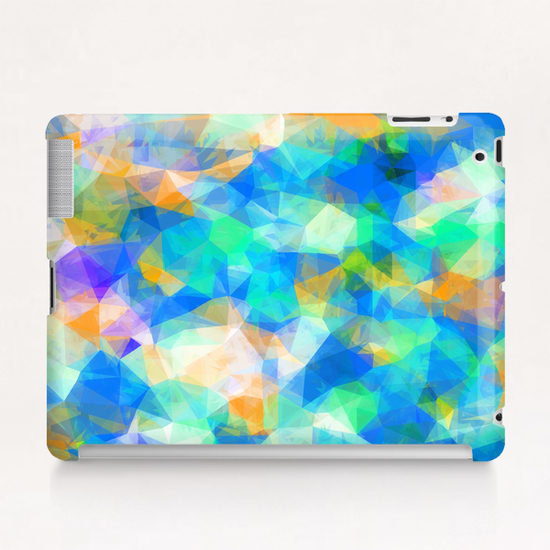 geometric triangle pattern abstract background in blue green orange Tablet Case by Timmy333