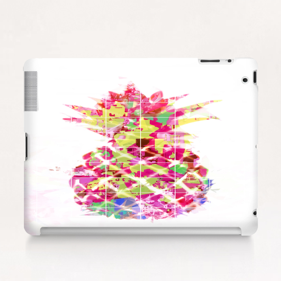 pineapple in pink yellow green blue with geometric triangle pattern abstract Tablet Case by Timmy333