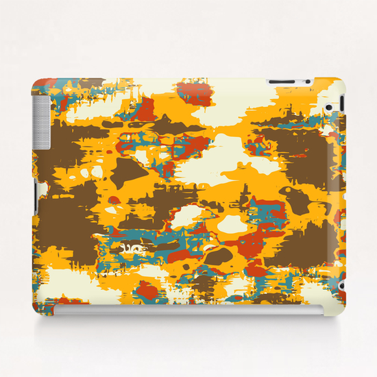 psychedelic geometric painting texture abstract in yellow brown red blue Tablet Case by Timmy333