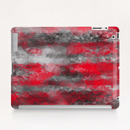 psychedelic geometric polygon shape pattern abstract in red and black Tablet Case by Timmy333