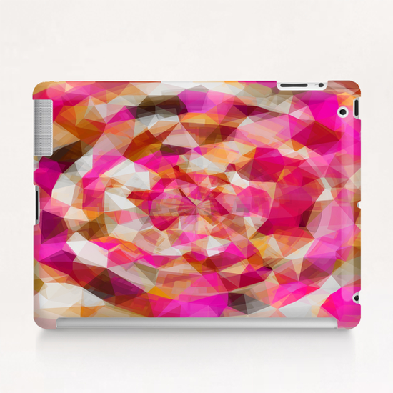 geometric polygon abstract pattern in pink orange brown Tablet Case by Timmy333