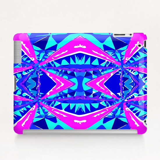 psychedelic geometric abstract pattern background in blue pink purple Tablet Case by Timmy333