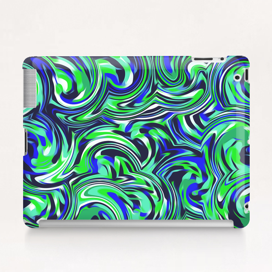 spiral line drawing abstract pattern in blue and green Tablet Case by Timmy333