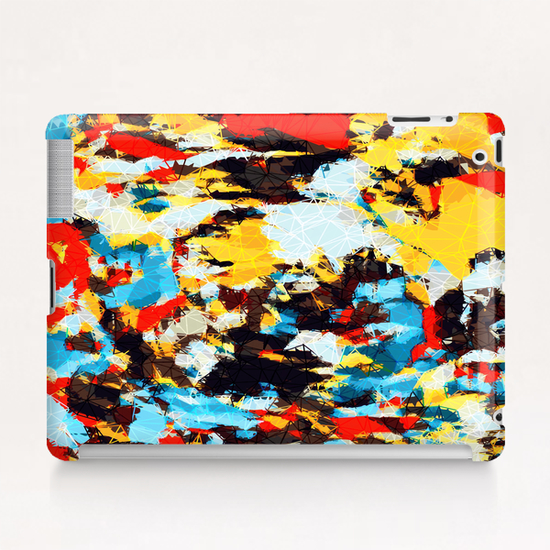 psychedelic geometric splash painting abstract pattern in yellow red blue brown Tablet Case by Timmy333