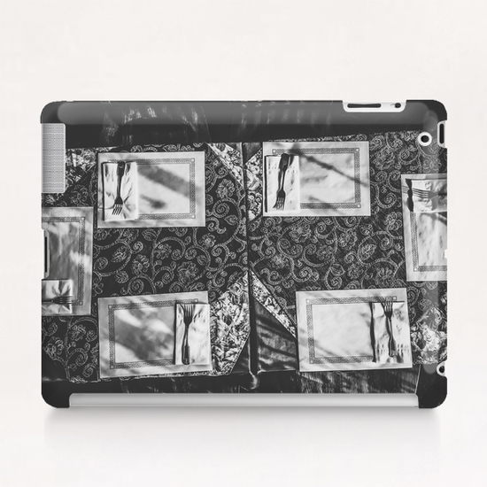 dining table with classic tablecloth in black and white Tablet Case by Timmy333