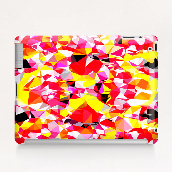 psychedelic geometric triangle polygon abstract pattern in red pink yellow Tablet Case by Timmy333