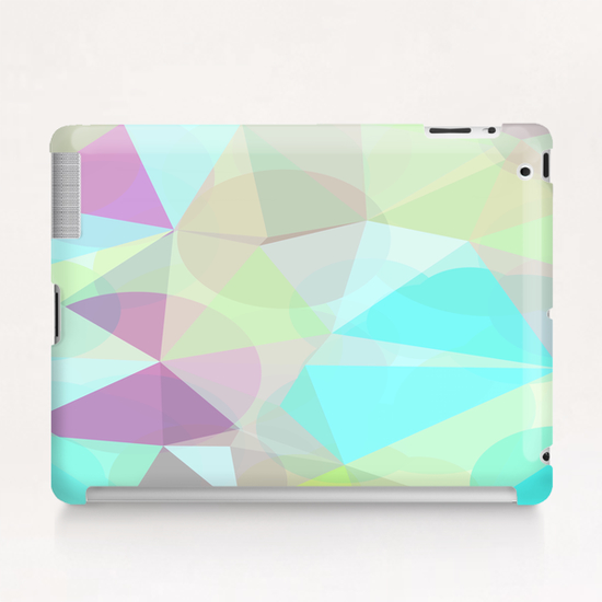 geometric triangle and circle pattern abstract in blue green pink Tablet Case by Timmy333