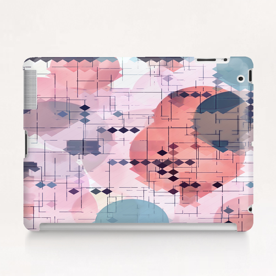 geometric square pixel pattern abstract with circle pattern background in red pink blue Tablet Case by Timmy333