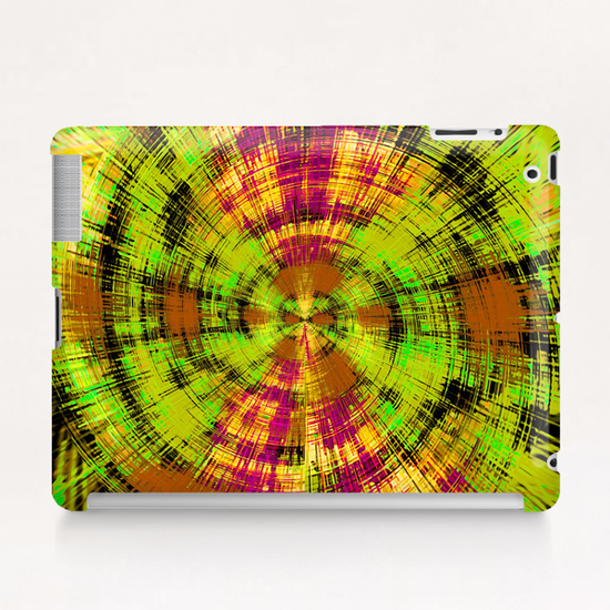 vintage psychedelic geometric abstract pattern in green brown pink Tablet Case by Timmy333