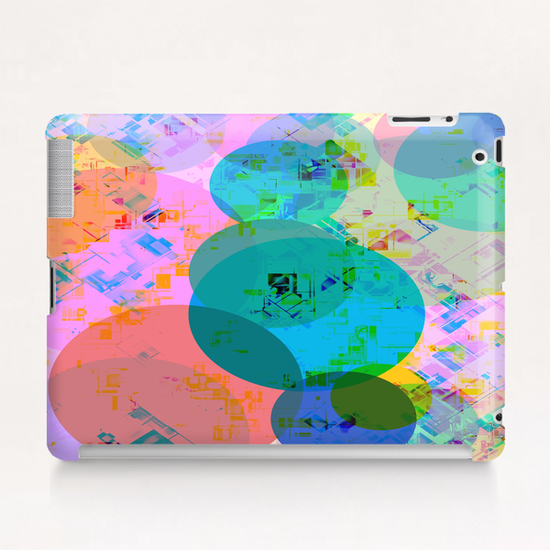 geometric circle pattern abstract in blue pink green yellow Tablet Case by Timmy333