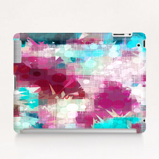 geometric circle and triangle pattern abstract in pink blue Tablet Case by Timmy333