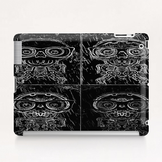 funny skull and bone with glasses in black and white Tablet Case by Timmy333