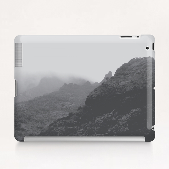 mountain in the forest with foggy sky in black and white Tablet Case by Timmy333